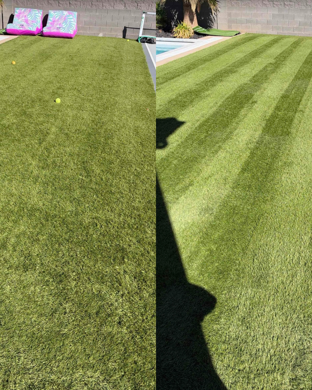 Before and after comparison 7 from a Pure Desert turf cleaning job in Southern Utah