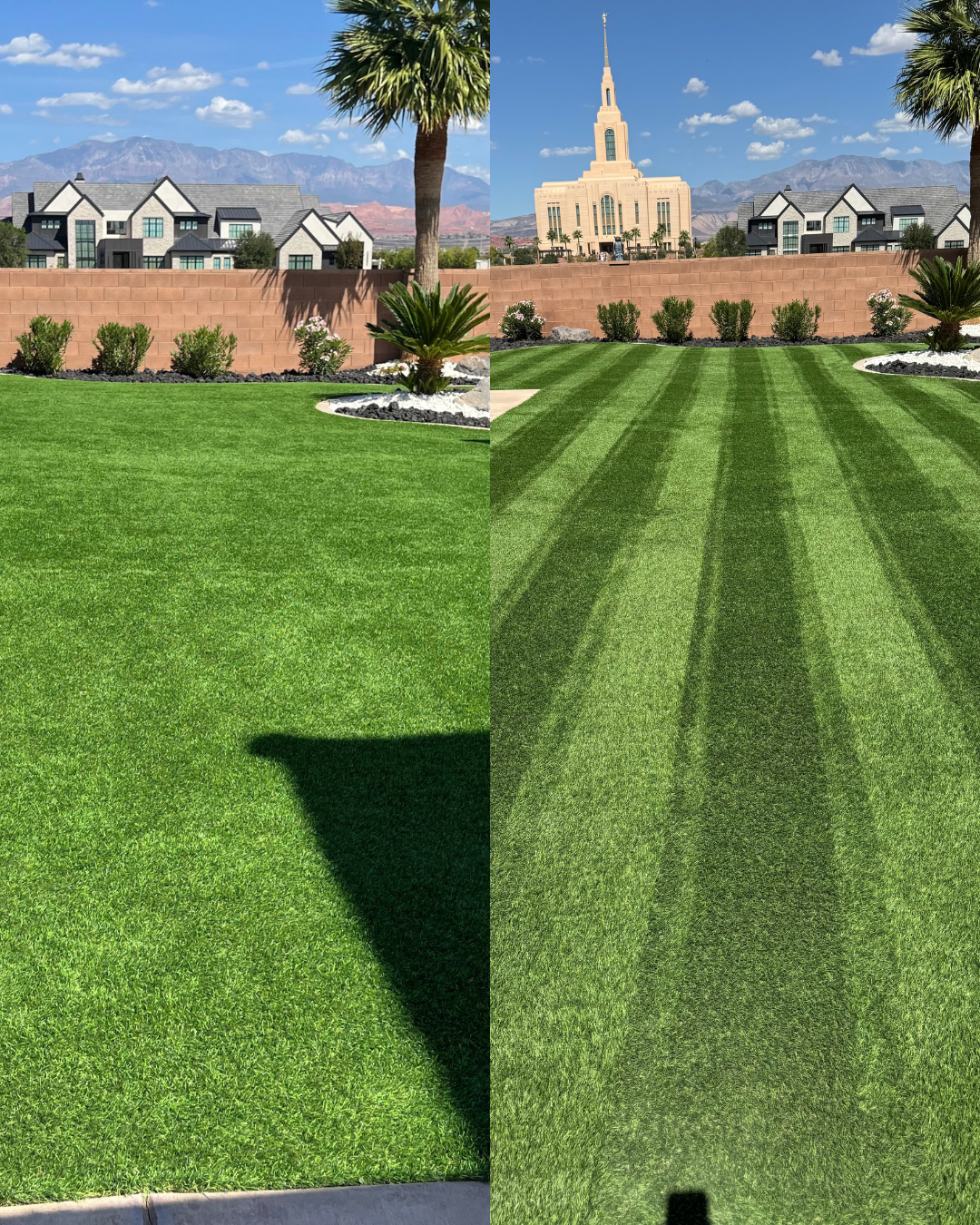 Before and after comparison 5 from a Pure Desert turf cleaning job in Southern Utah
