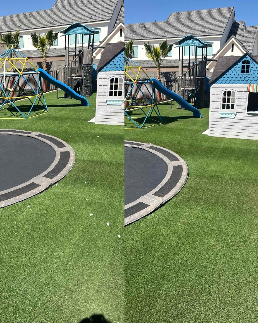 Before and after comparison 6 from a Pure Desert turf cleaning job in Southern Utah