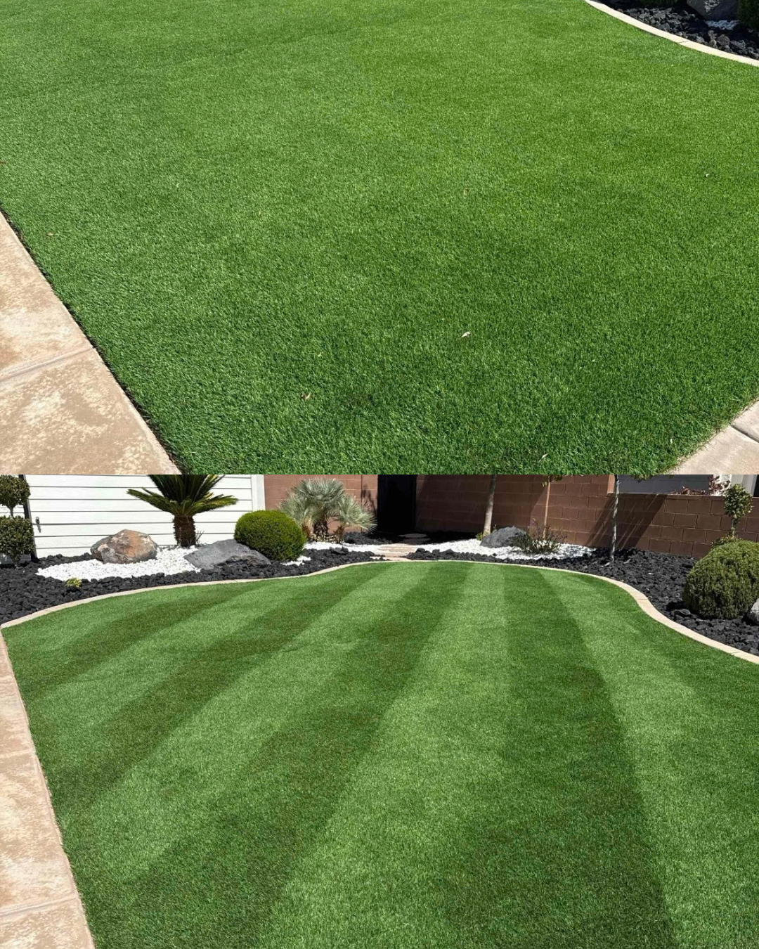 Before and after comparison 3 from a Pure Desert turf cleaning job in Southern Utah
